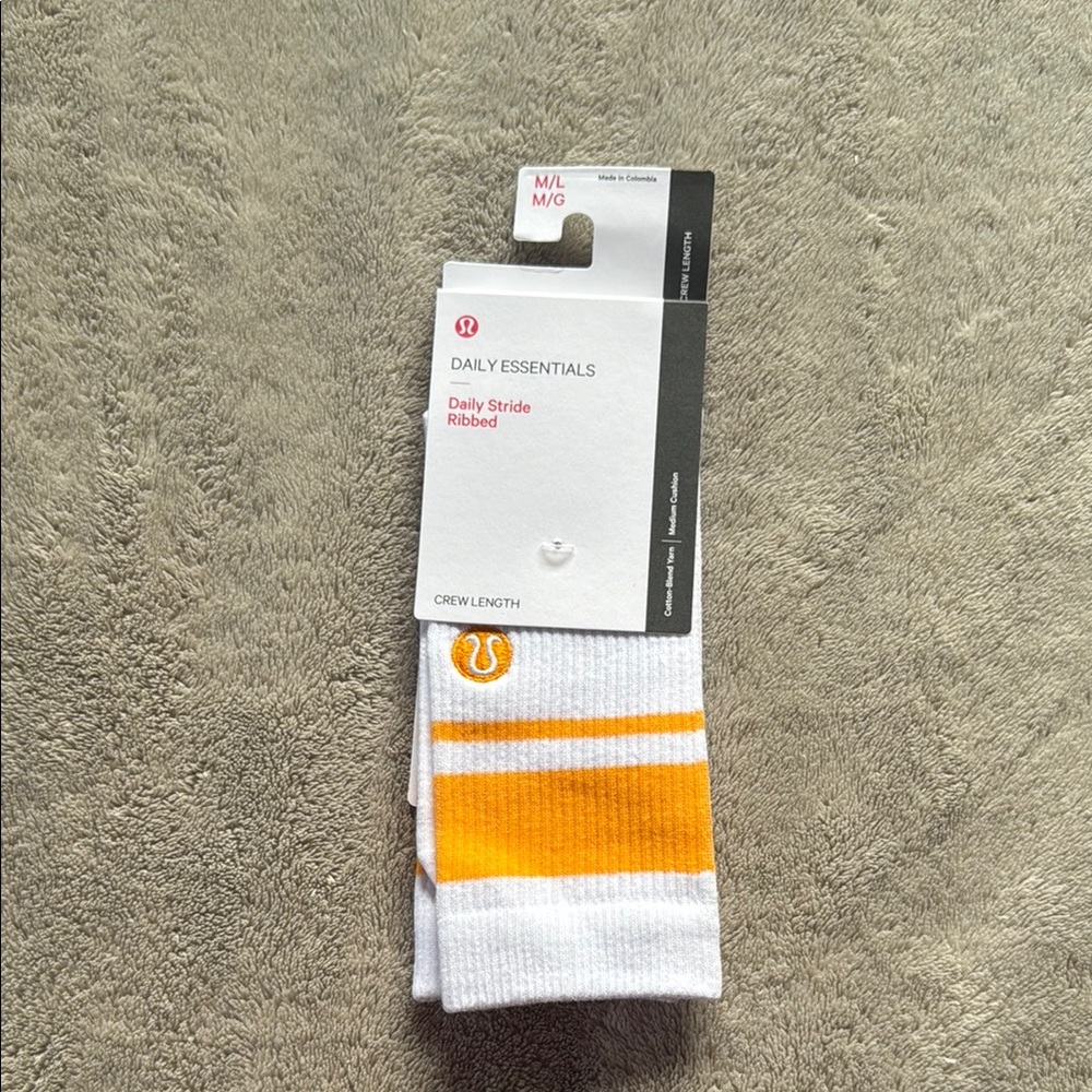 lululemon athletica Daily Stride Ribbed Socks - White and Orange